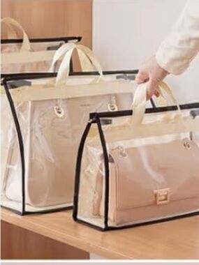 One Medium Handbag Storage Organizer Non-Woven Transparent Dust-proof